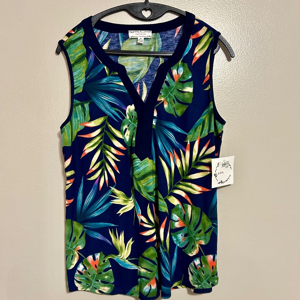 Blue/Green Exotic Flower Tank, Med